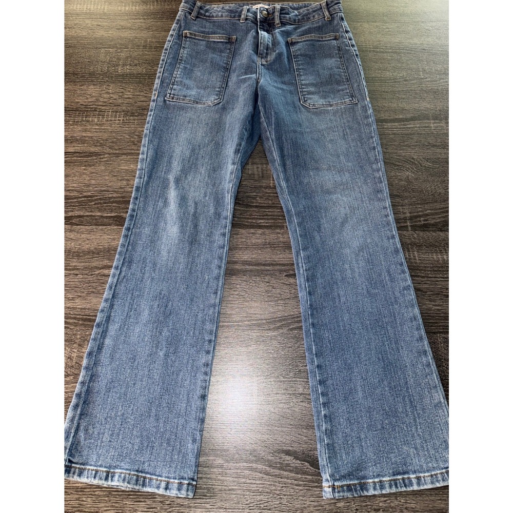 Melon Boot Cut Jeans Patch Pocket High Rise Denim Blue Wash W32 UK 14